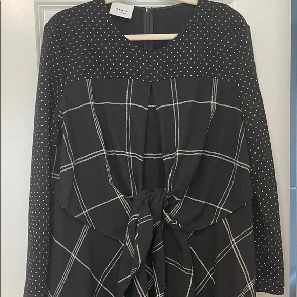 EUC! Akris Punto Contrast Print Black and White Maxi Dress, Size 14 - Picture 8 of 9